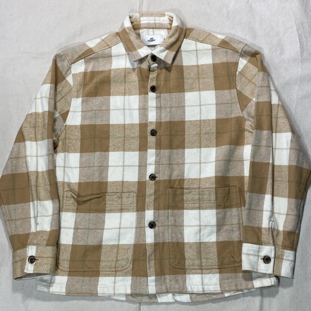 100 Thieves Flannel Chore Shaket White And Brown Sz Large